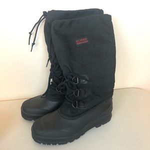 Sorel Waterproof Black Lace Up Snow Boots Size 8